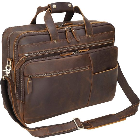 Polare Large Full Grain Leather Briefcase For MenTravel...